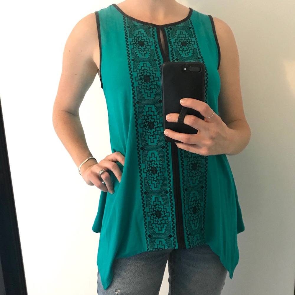 Teal Aztec Print Top